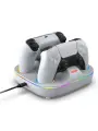 Зарядная станция с RGB подсветкой для 2х геймпадов DualSense PS5 (Dobe TP5-35115) White