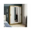 Шкаф-купе Семья Мебелони Тео ШКК-02 с зеркалом, Крафт/Белый, ЛДСП