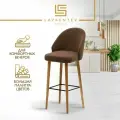 Стул барный 75 см Fusion Standart F03+, антивандальный велюр, цвет шоколад, на натуральных дубовых ножках