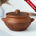 Жаровня керамическая Молочение, с крышкой, ручная работа, 3 л