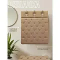 Настенная вешалка EXPERTMEBEL, мягкая, 70 см x 93 см, с 3 крючками, бежевая