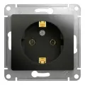 Розетка электрическая (в комплекте 5 шт.) Systeme Electric GLOSSA 16A с заземлением без шторок черная, карбон GSL000743