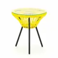 Кофейный стол KORNERA Акапулько, каркас черный, искусственный ротанг жёлтый