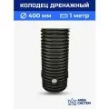 Колодец дренажный 400 мм, длина 1 м с врезками 110 мм и люком пластиковый, ливневый, смотровой