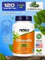 NOW Chlorella 1000mg, Хлорелла, 120 таблеток, для кишечника, для желудка, для иммунитета взрослым, детокс