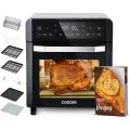 COSORI Фритюрница с 2 камерами, двухзонная фритюрница 8-в-1 XXL 8,5 л, фритюрница с двумя камерами и смотровым окном для сбалансированного питания, 50 рецептов, энергосберегающая, 1-5 человек (12л, черный-серебристый)