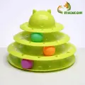 Игровой комплекс «Пижон» для кошек с 3 шариками, 24.5×24.5×13 см, зелёный