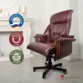 Компьютерное кресло руководителя офисное Давос, кожаное, бордовое (Bordo kelato)