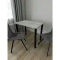 Дизайнерский стол обеденный/ цвет Бетон Светлый, 90*60 см. Ножки черные.