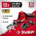 Пила сабельная аккумуляторная ЗУБР СПЛ-125-22, 2 АКБ 12В, серия мастер, универсальное применение
