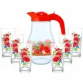 Набор для воды 7 предметов Маковое поле, кувшин 1.7л + 6 стаканов по 0.25л, стекло