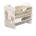 Кроватка детская для новорожденных ВДК Forever Friends, колесо-качалка, массив березы, слоновая кость