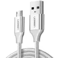 Кабель UGREEN US290, micro USB (m) - USB (m), 2м, в оплетке, белый [60153]