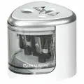 Точилка электрическая BRAUBERG DUAL (для 2 диаметров карандашей!), 4 батарейки АА, белая