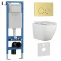 Комплект 6 в 1 инсталляция 40 см, унитаз TORNADO белый BILBAO ALTO (IB. BLA.234.1B1), клавиша смыва золото матовое, нержавеющая сталь INOX-O (IB. B081.005.003)