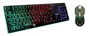 Клавиатура и мышь Nakatomi KMG-2305U Black Gaming комплект 104кл. DPI 1600-400 боьшая RGB подсветка - черный 1.5м