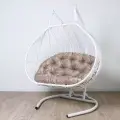 Подвесное кресло STULER, Трехместное Ажур Travel, Белый с бежевой подушкой