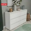 Комод LETTA City New, 6 ящиков, белое тиснение, ЛДСП, 140x39x83 см