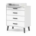 Пеленальный комод для новорожденных с ящиками, разделителем и съёмным столиком Gall Nero Белый/черные ножки