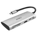 Переходник - Хаб WiWU Alpha 731HP Type C to x3 USB 3.0, Type C, HDMI, Cardreader 7 in 1 Adapter Silver