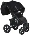 Детская прогулочная коляска Buba go Cross AIR с накидкой на ножки и аксессуарами: сумка-рюкзак для мамы, подстаканник, дождевик, москитная сетка (черный)