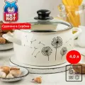 Кастрюля глубокая эмалированная со стеклянной крышкой, 4 л, Одуванчик