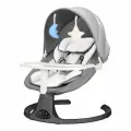 Детские электрокачели шезлонг Dearest Deluxe M8 Black Grey, электронная качель для новорожденных 3 в 1, серый 2025