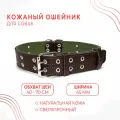 Кожаный ошейник (обхват шеи 40-70 см) для крупной собаки / кожа - брезент