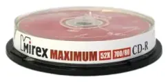 Диски Mirex CD-R Cake Box (10 шт.) 700Mb 52x (UL120052A8L) пластиковая банка