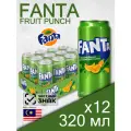 Fanta Fruit Punch, 0.32 л, 12 шт, банка (газированный напиток Фанта Фруктовый пунш, жб, Малайзия)