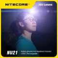 Фонарь налобный Nitecore NU21 360 люмен, сверхлегкий 44г, дальность 58м