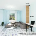 Перегородка подвесная для зонирования комнаты. Материал ПВХ 3 мм. Размер 2500 * 400 мм - 6 панелей +комплект для настенного крепления.