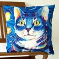 Подушка декоративная Звездный Кот Ван Гог 40х40 велюр