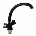 Смеситель для кухни с высоким поворотным изливом и вентильными ручками, черный с хромированными вставками