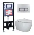 Комплект 3 в 1 инсталляция ESBANO FRAM + Унитаз подвесной Ceramica Nova Play CN3001 + кнопка хром матовая