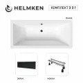 Акриловая ванна Helmken Alvaro 190x90 комплект 3 в 1: ванна, ножки, черный лицевой экран