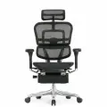 Кресло с подножкой FALTO Ergohuman 2 Elite (алюминий, наклон вперед, сетка, черный)