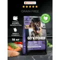 GO'KITCHEN Беззерновой корм для взрослых собак всех пород с индейкой, курицей, лососем и уткой, GRAIN FREE ADULT 4 Meat Recipe, 18 кг