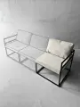 Диван мягкий удобный для отдыха, уличный, на балкон, веранду, лофт, минимализм, Композит белый велюр 1 секция угловая