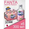 Fanta White Peach, 0.3 л, 6 шт, металлическая бутылка (газированный напиток Фанта Белый персик, жб, Япония)