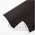 Стеганая экокожа квадрат, черная с красной ниткой (200*140см) кожзам стеганный, для перетяжки салона авто, мебели