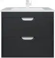 Тумба под раковину без столешницы Uperwood Modul 65 подвесная, 2 ящика, матовая черная