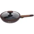 Сковорода BAROLY CHOCOLATE 24 см индукционная с крышкой, антипригарная керамическая сковорода с бакелитовой ручкой