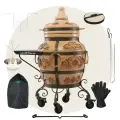 Комплект тандыр ЭКОтандыр-Гранд со столиком, на колёсах, слоновая кость