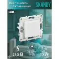 Выключатель одноклавишный 10А SK-V01W цвет Арктический белый IEK SKANDY
