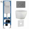 Инсталляция c унитазом комплект 6 в 1, унитаз TORNADO белый BILBAO ALTO (IB. BLA.234.1B1), клавиша смыва вороненая сталь, нержавеющая сталь INOX-О (IB. B081.008.000)