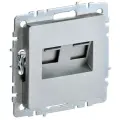 Розетка компьютерная двойная СП RJ45 кат.5E BRITE РК10-2-БрА алюм. | код BR-K20-1-K47 | IEK (6шт. в упак.)