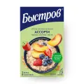 Хлопья овсяные без варки «Быстров» ассорти (черника-клубника-персик) 6 шт