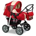 Коляска-трансформер Alis Amelia I Am, 2 в 1, красная, с бежевым, с накидкой на ножки