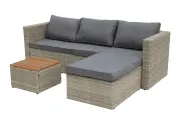 Набор мебели Окланд арт. GS003 светло-серый, серый 1 уп. (стол поливуд+2 дивана ротанг светло-серый, подушки серые) Garden story
